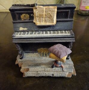 Vintage Miniature Piano Figurine with Sheet Music